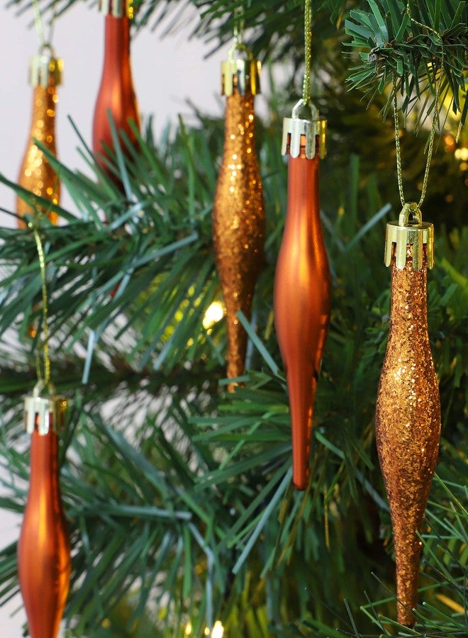Christmas Concepts® Pack of 15-8.5cm, 85mm (3.4") Droplet Baubles - Matte & Glitter Design - Christmas Ornaments (Copper) - Image 2
